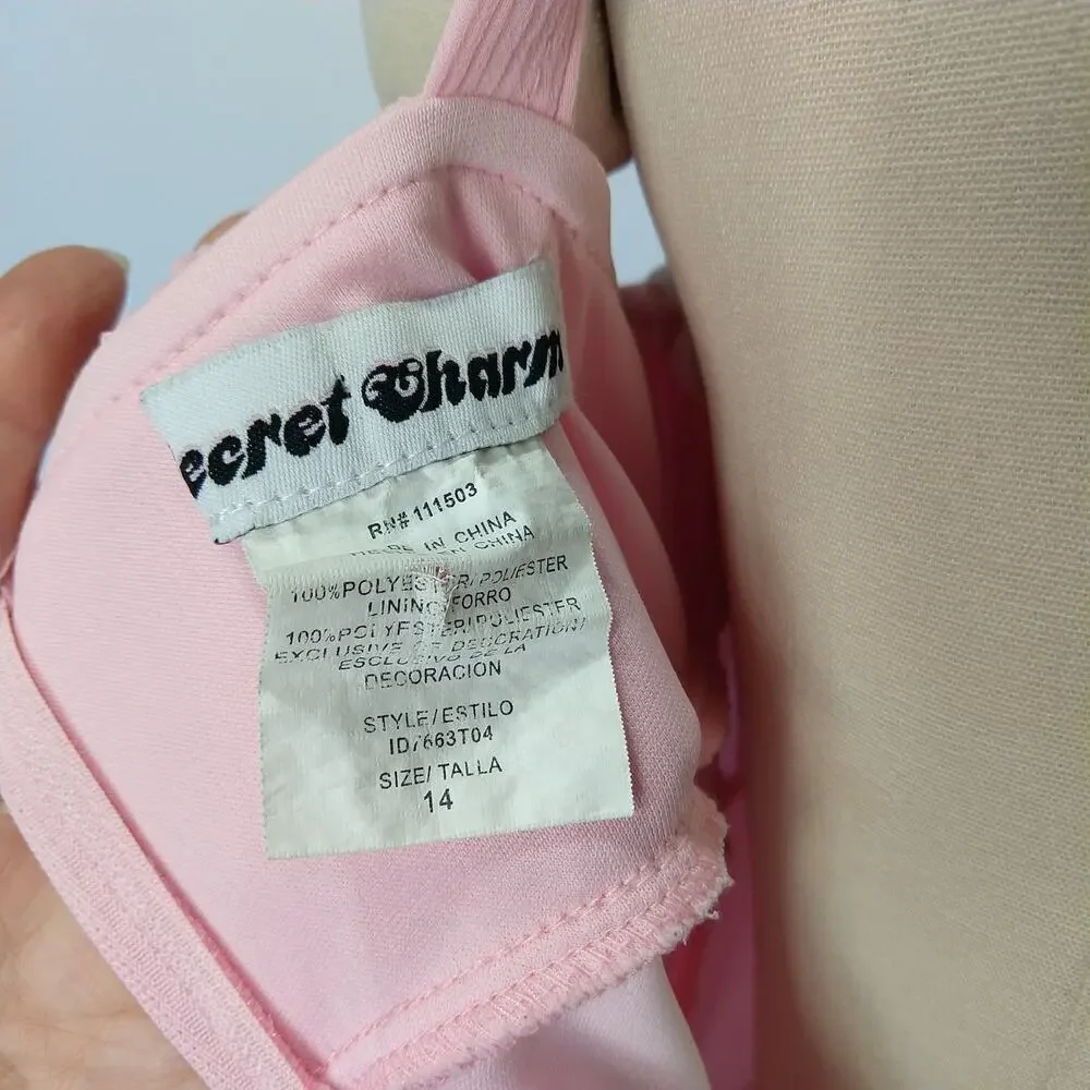 Vintage Y2K Pink Fairy Dress Size M Sleeveless Milkmaid Tie Back Fairycore 2000s